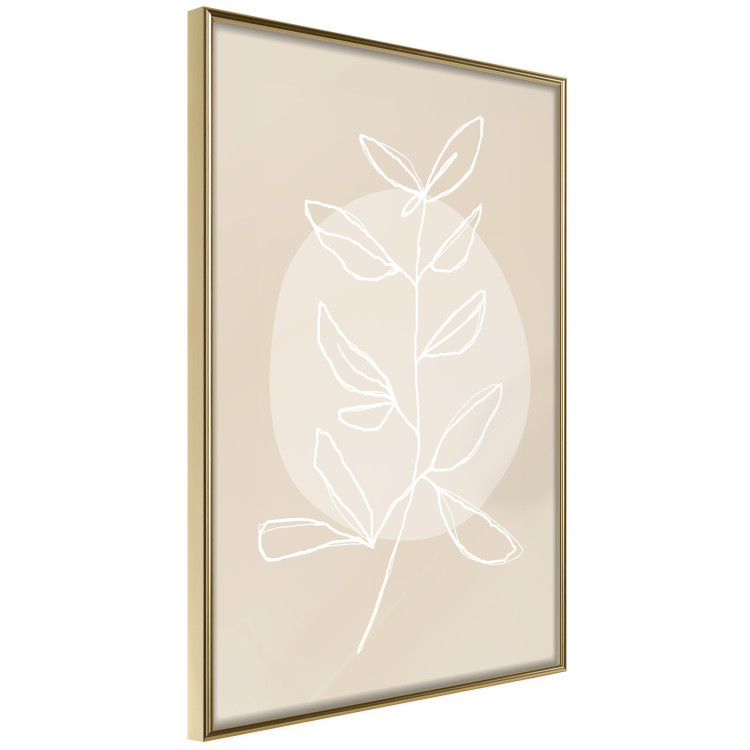 Wall Poster Bright Twig - white line art plant with leaves on a light beige background 125665 additionalImage 14