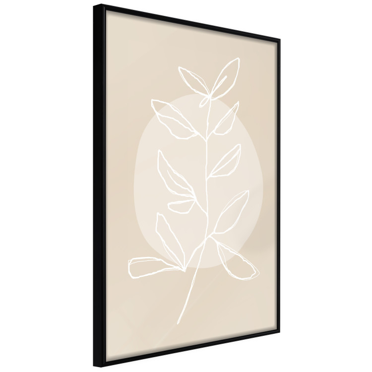 Wall Poster Bright Twig - white line art plant with leaves on a light beige background 125665 additionalImage 10