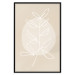 Wall Poster Bright Twig - white line art plant with leaves on a light beige background 125665 additionalThumb 24