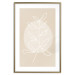Wall Poster Bright Twig - white line art plant with leaves on a light beige background 125665 additionalThumb 16