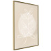 Wall Poster Bright Twig - white line art plant with leaves on a light beige background 125665 additionalThumb 14