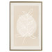 Wall Poster Bright Twig - white line art plant with leaves on a light beige background 125665 additionalThumb 19