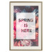 Poster Spring Is Here - English inscriptions in a white frame on a background of flowers 127065 additionalThumb 20
