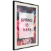 Poster Spring Is Here - English inscriptions in a white frame on a background of flowers 127065 additionalThumb 2