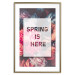 Poster Spring Is Here - English inscriptions in a white frame on a background of flowers 127065 additionalThumb 22
