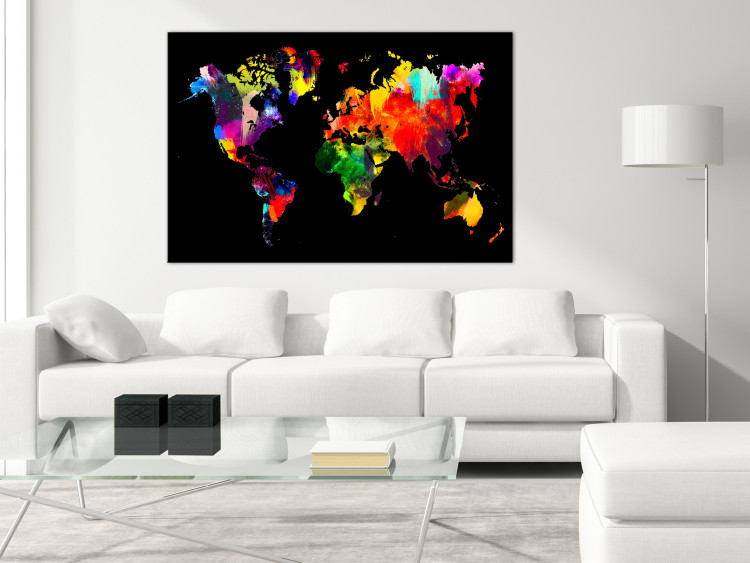 Canvas Print Children of the World (1-part) wide - abstract colorful continents 128065 additionalImage 3