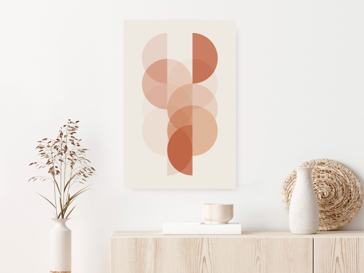 Poster Wheel Configuration - abstract orange semicircles on a light background 129765 additionalImage 4