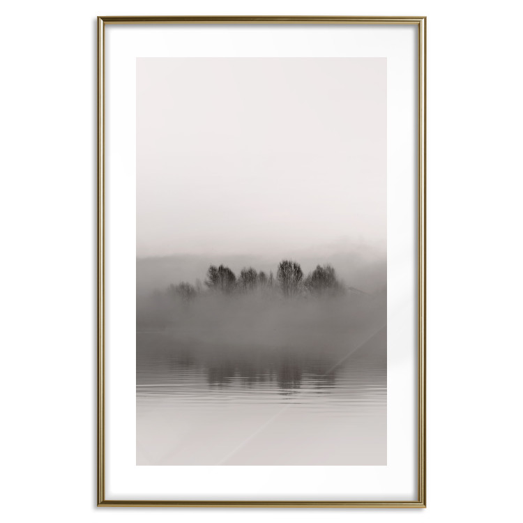 Poster Island of Mists - black and white lakeside landscape with mist-covered island 130265 additionalImage 14