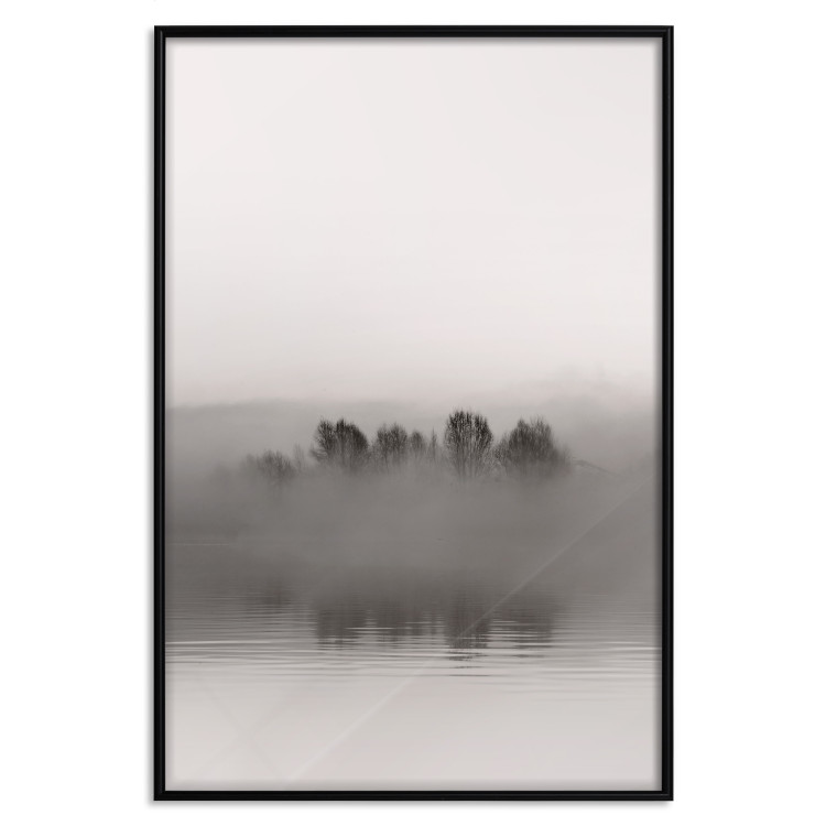 Poster Island of Mists - black and white lakeside landscape with mist-covered island 130265 additionalImage 18