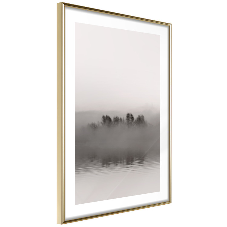 Poster Island of Mists - black and white lakeside landscape with mist-covered island 130265 additionalImage 9