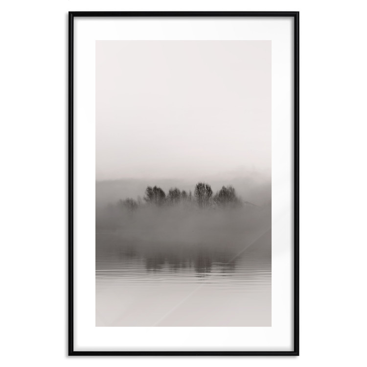 Poster Island of Mists - black and white lakeside landscape with mist-covered island 130265 additionalImage 15