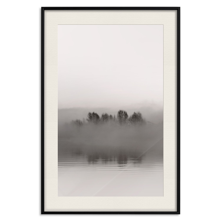Poster Island of Mists - black and white lakeside landscape with mist-covered island 130265 additionalImage 19
