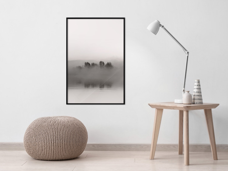 Poster Island of Mists - black and white lakeside landscape with mist-covered island 130265 additionalImage 4