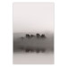 Poster Island of Mists - black and white lakeside landscape with mist-covered island 130265