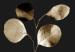 Canvas Golden Twilight (3-piece) - glamour-style plants on black background 131965 additionalThumb 5