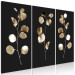 Canvas Golden Twilight (3-piece) - glamour-style plants on black background 131965 additionalThumb 2
