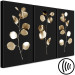 Canvas Golden Twilight (3-piece) - glamour-style plants on black background 131965 additionalThumb 6