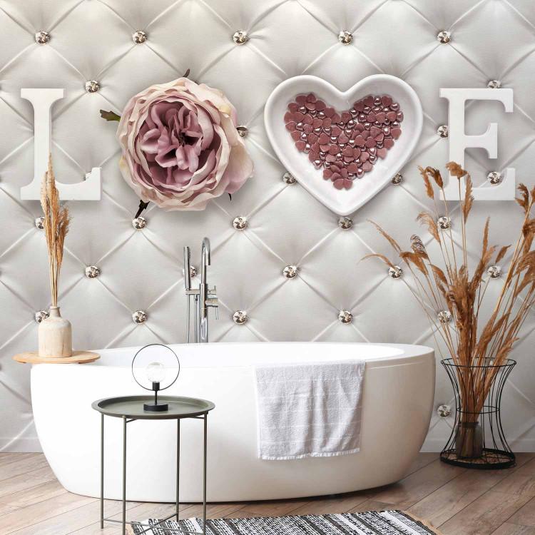 Photo Wallpaper Love dream - inscription in English on a leather-textured background with quilting 132165 additionalImage 8