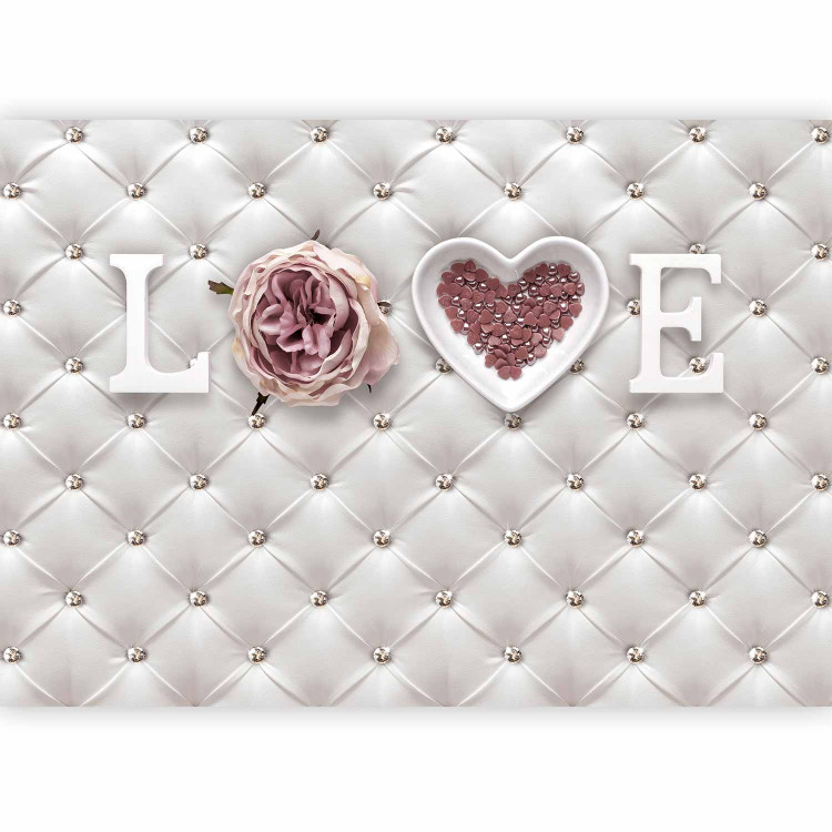 Photo Wallpaper Love dream - inscription in English on a leather-textured background with quilting 132165 additionalImage 1