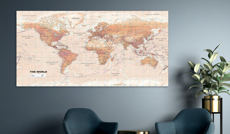 Large canvas print World Map: Orange World II [Large Format] 132365 additionalImage 6