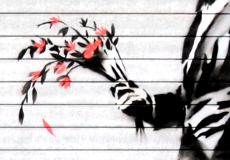 Poster In Love - man with flowers against a white gate in Banksy style 132465 additionalImage 9