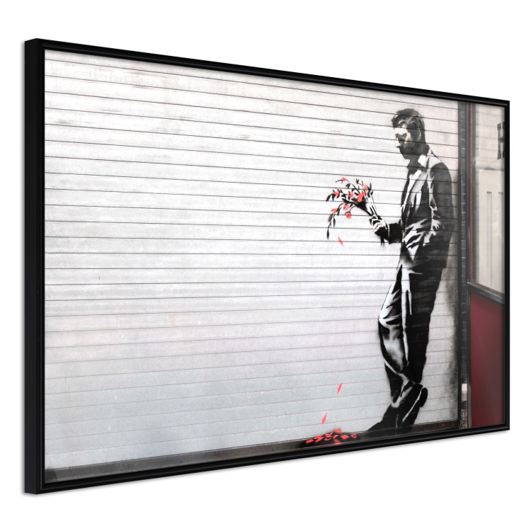 Poster In Love - man with flowers against a white gate in Banksy style 132465 additionalImage 10