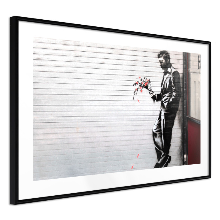 Poster In Love - man with flowers against a white gate in Banksy style 132465 additionalImage 13