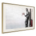 Poster In Love - man with flowers against a white gate in Banksy style 132465 additionalThumb 2