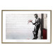 Poster In Love - man with flowers against a white gate in Banksy style 132465 additionalThumb 16