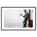 Poster In Love - man with flowers against a white gate in Banksy style 132465 additionalThumb 14