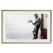 Poster In Love - man with flowers against a white gate in Banksy style 132465 additionalThumb 19