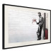 Poster In Love - man with flowers against a white gate in Banksy style 132465 additionalThumb 3