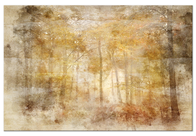 Canvas Art Print Sunny Forest (1-piece) Wide - yellow trees in vintage style 138365