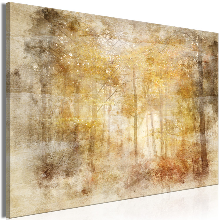 Canvas Art Print Sunny Forest (1-piece) Wide - yellow trees in vintage style 138365 additionalImage 2