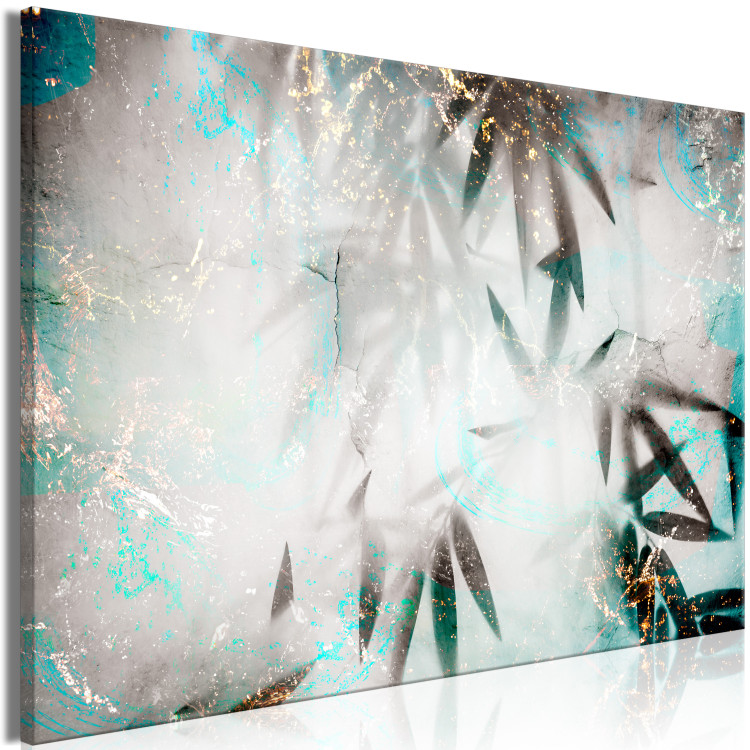 Canvas Print Blue Bamboo (1-piece) wide - gray-turquoise abstraction 138565 additionalImage 2