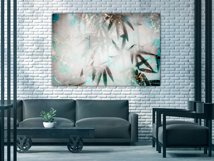 Canvas Print Blue Bamboo (1-piece) wide - gray-turquoise abstraction 138565 additionalImage 3