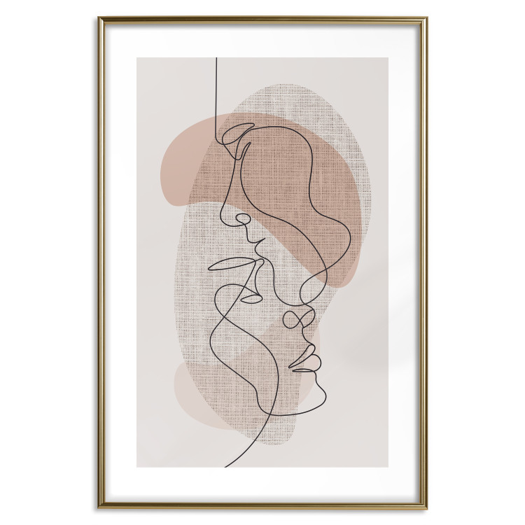Poster Sensitivity of Lines - lineart of a loving couple in an abstract style background 138765 additionalImage 21