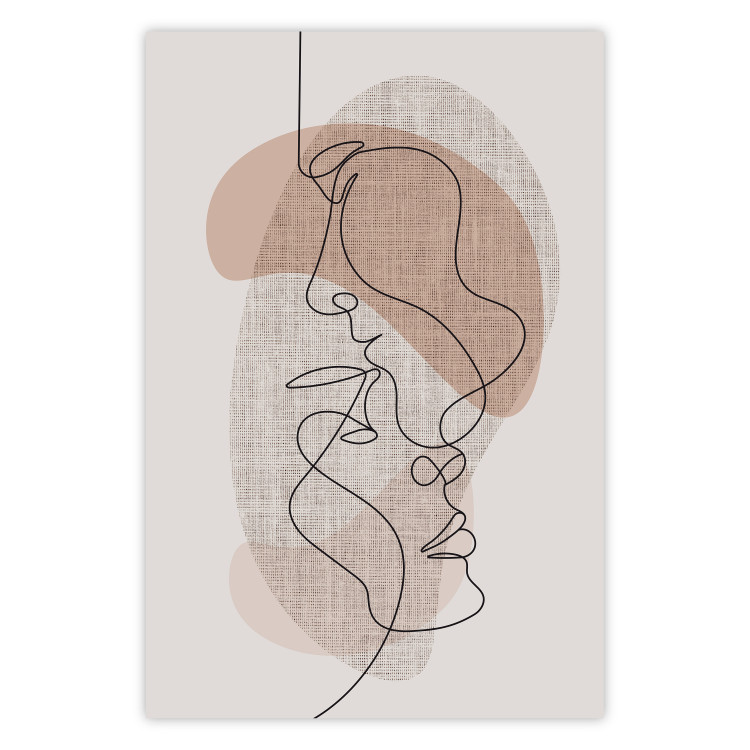 Poster Sensitivity of Lines - lineart of a loving couple in an abstract style background 138765