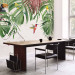 Wall Mural Merry birds - graphics with parrots sitting among tropical leaves 142065 additionalThumb 4