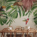 Wall Mural Merry birds - graphics with parrots sitting among tropical leaves 142065 additionalThumb 6
