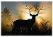 Canvas Art Print King of the Forest in the Sun (1-piece) Wide - horned animal against trees 143665