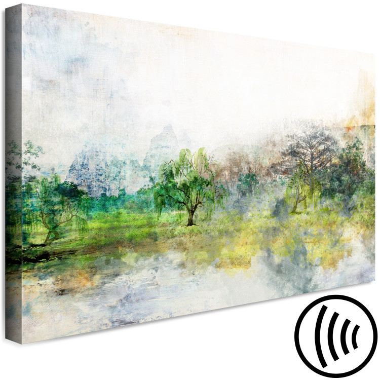 Canvas Print Forest in the Marshes (1-piece) Wide - woodland nature against mountain backdrop 143765 additionalImage 6