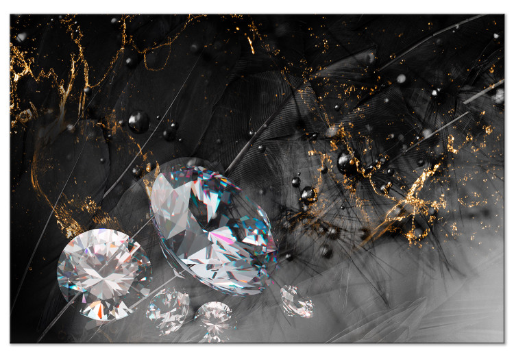 Canvas Print Abstraction with Diamonds (1-piece) - crystals on a black-gold background 148965