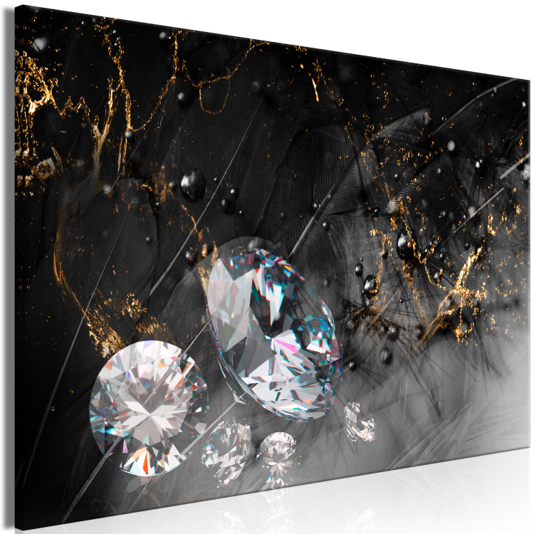 Canvas Print Abstraction with Diamonds (1-piece) - crystals on a black-gold background 148965 additionalImage 2