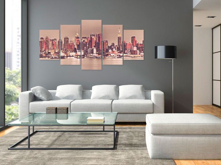 Canvas The City That Never Sleeps (5-piece) - city skyline and river 149065 additionalImage 3