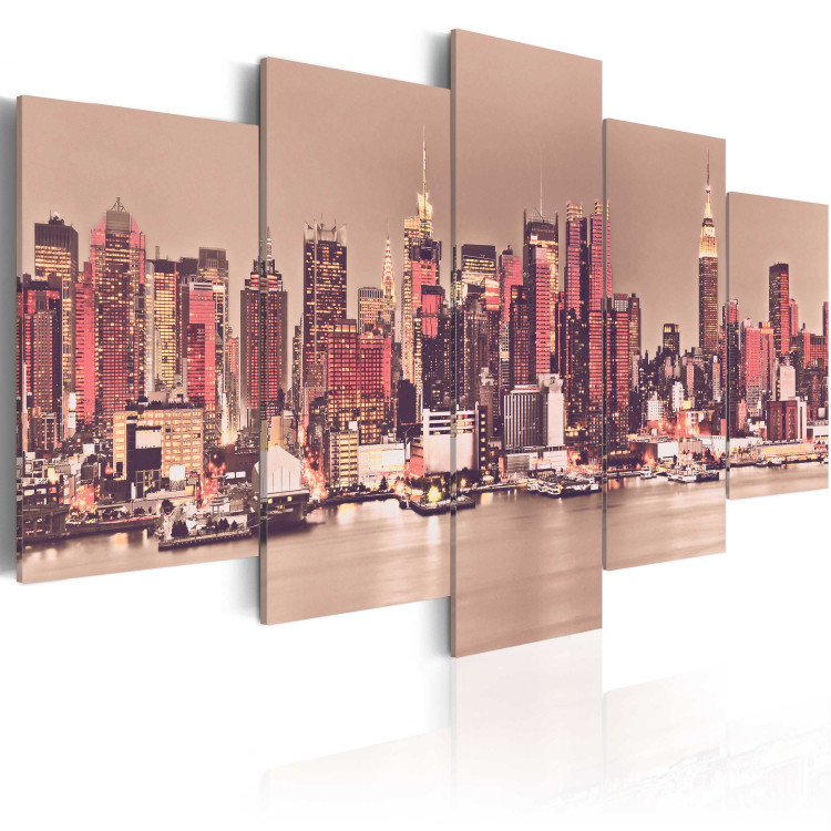 Canvas The City That Never Sleeps (5-piece) - city skyline and river 149065 additionalImage 2
