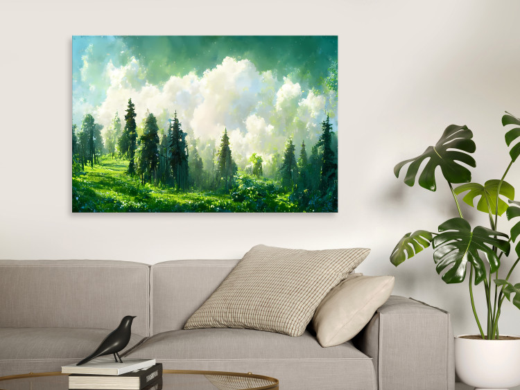 Canvas Print Mountain Landscape - Trees on a Mountain Slope Painted With Watercolor 149865 additionalImage 3