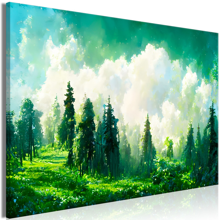 Canvas Print Mountain Landscape - Trees on a Mountain Slope Painted With Watercolor 149865 additionalImage 2