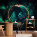 Photo Wallpaper Jungle Light - Tropical Leaves With Neon Golden Circle 150665 additionalThumb 6