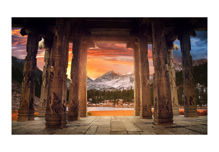 Photo Wallpaper Sunset in India - temple architecture with mountain landscape 59965 additionalImage 1